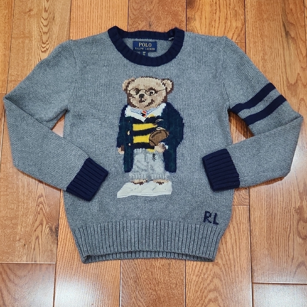 Polo by Ralph Lauren Gray Sweater with Bear Design